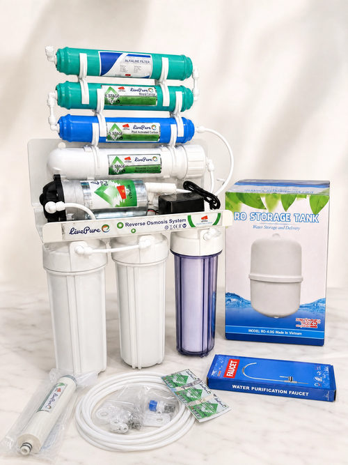 LivePure 7-Stage Reverse Osmosis (RO) Water Purification System with RO Tank – Made in Vietnam
