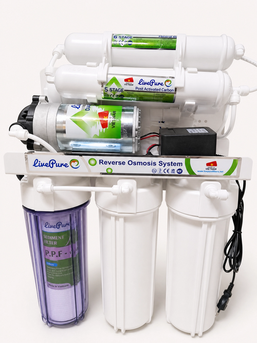 LivePure 6-Stage Reverse Osmosis (RO) Water Purification System with RO Tank – Made in Vietnam